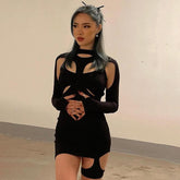 Sexy Curve Cut Out Long Sleeve Bodycon Dress